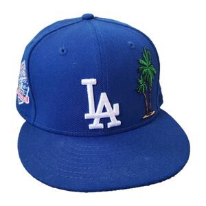 2018 Los Angeles Dodgers Sz 7 1/2 Royal Blue Palm Tree Fitted Hat Cap New Era